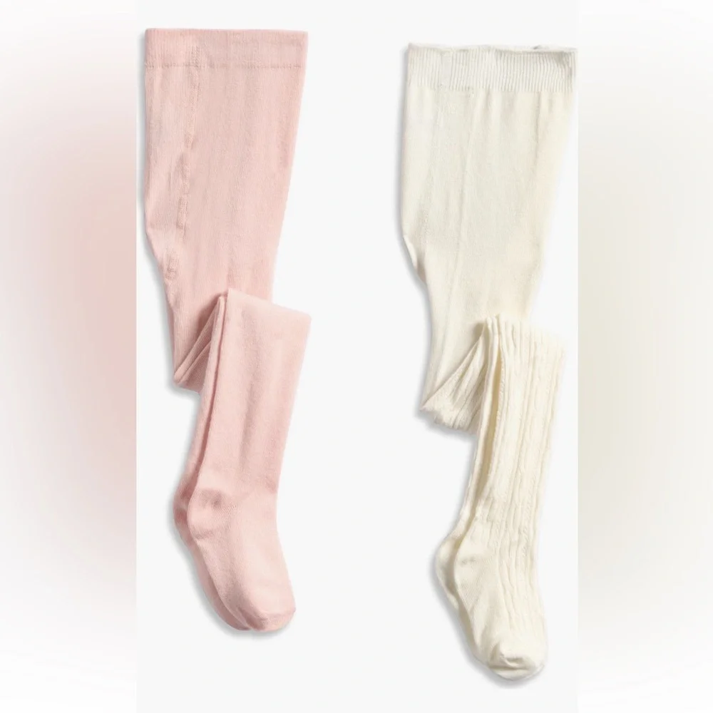 NWT Capelli New York Soft Cream Tights 2-Pack Size S/M   7-10